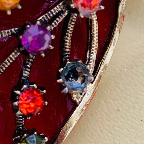 VINTAGE ENAMEL LEAF BROOCH - Picture 5 of 6